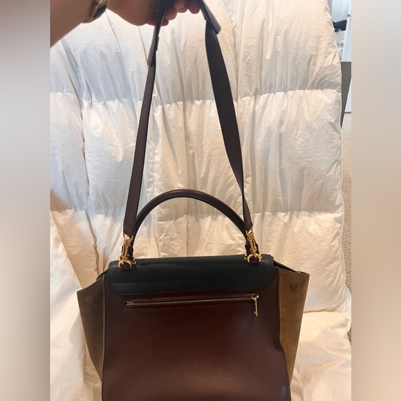 Celine trapeze medium, suede, olive black and brown - Picture 5 of 10